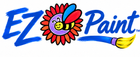 EZPaint blue brush lettering and bee flower logo with paintbrush